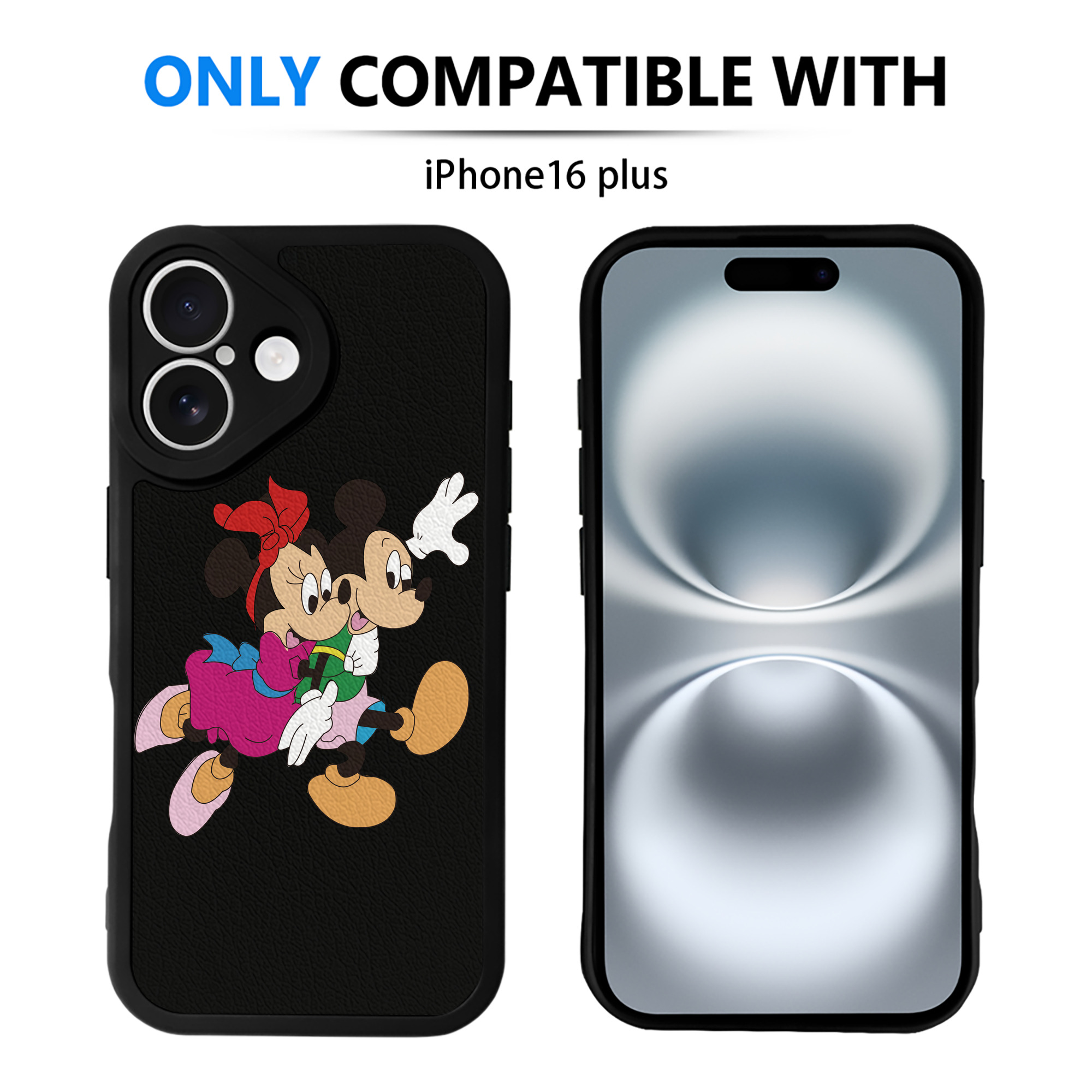 （画像用） ミッキーマウス Mickey Mouse 【iPhone 16シリーズ対応】シリコンスマホケース（レザー調） 材質：シリコン